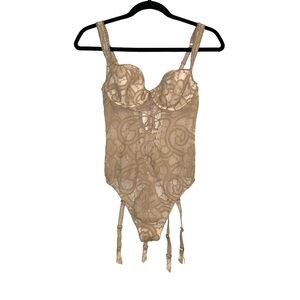 Victorias Secret Lace Beige Bodysuit 34B